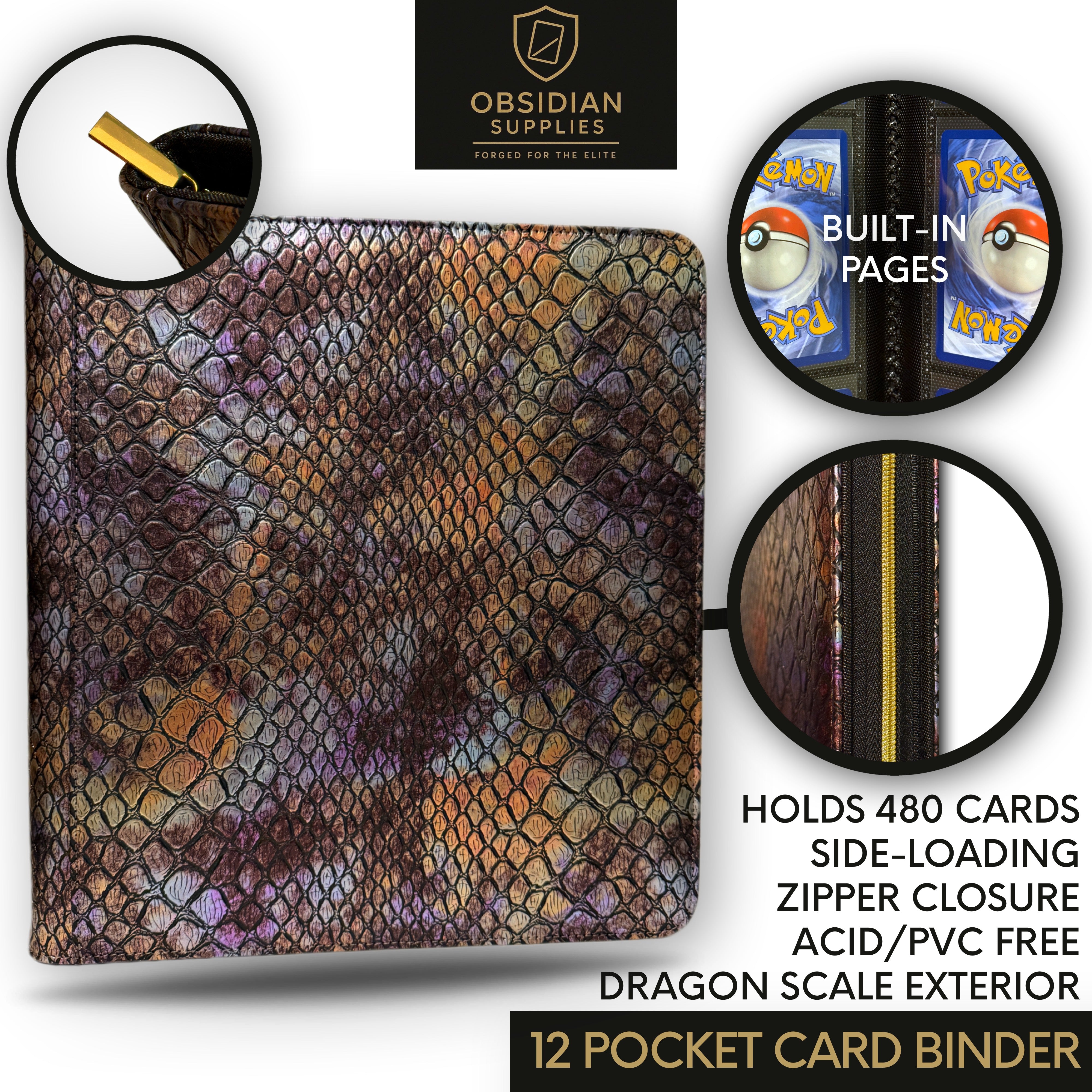 avatar the last airbender card binder Obsidian Supplies – 12-Pocket Dragon Scale Premium Trading Card Binder