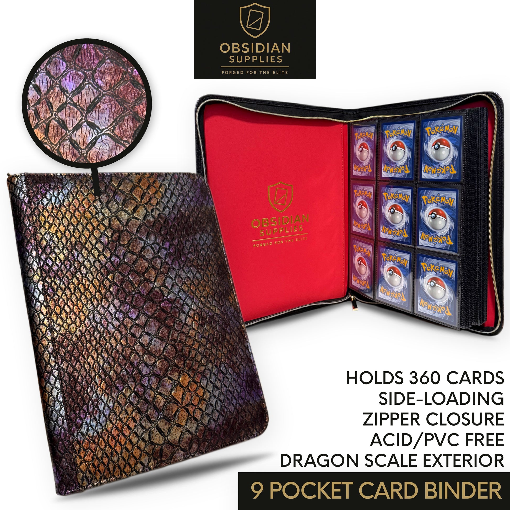 Obsidian Supplies 9-Pocket Dragon Scale Premium Trading Card Binder Obsidian Supplies 9-Pocket Dragon Scale Premium Trading Card Binder