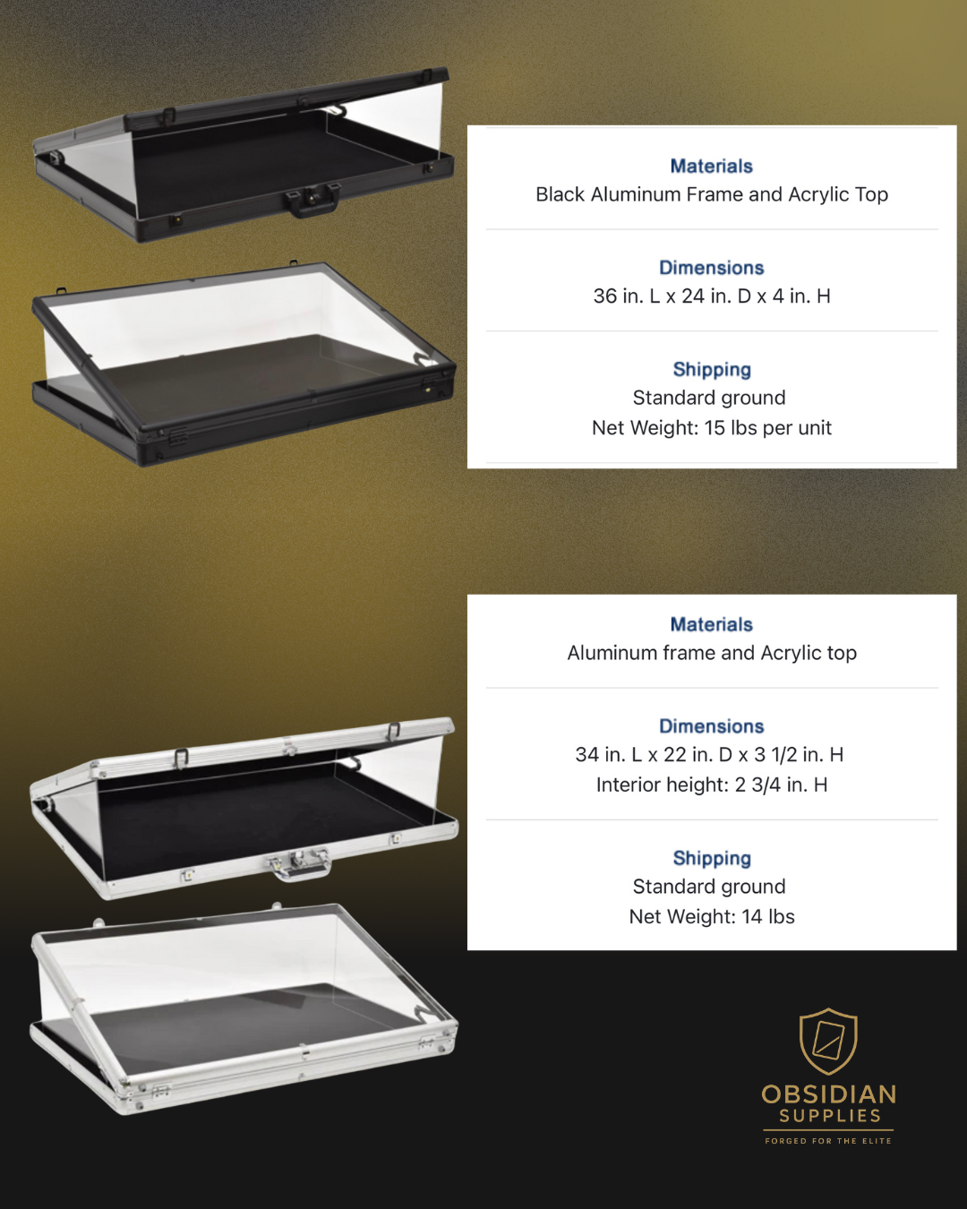 Obsidian Supplies – Trading Card Display Case for Vending | Secure Showcase Case for Card Shows & Shops