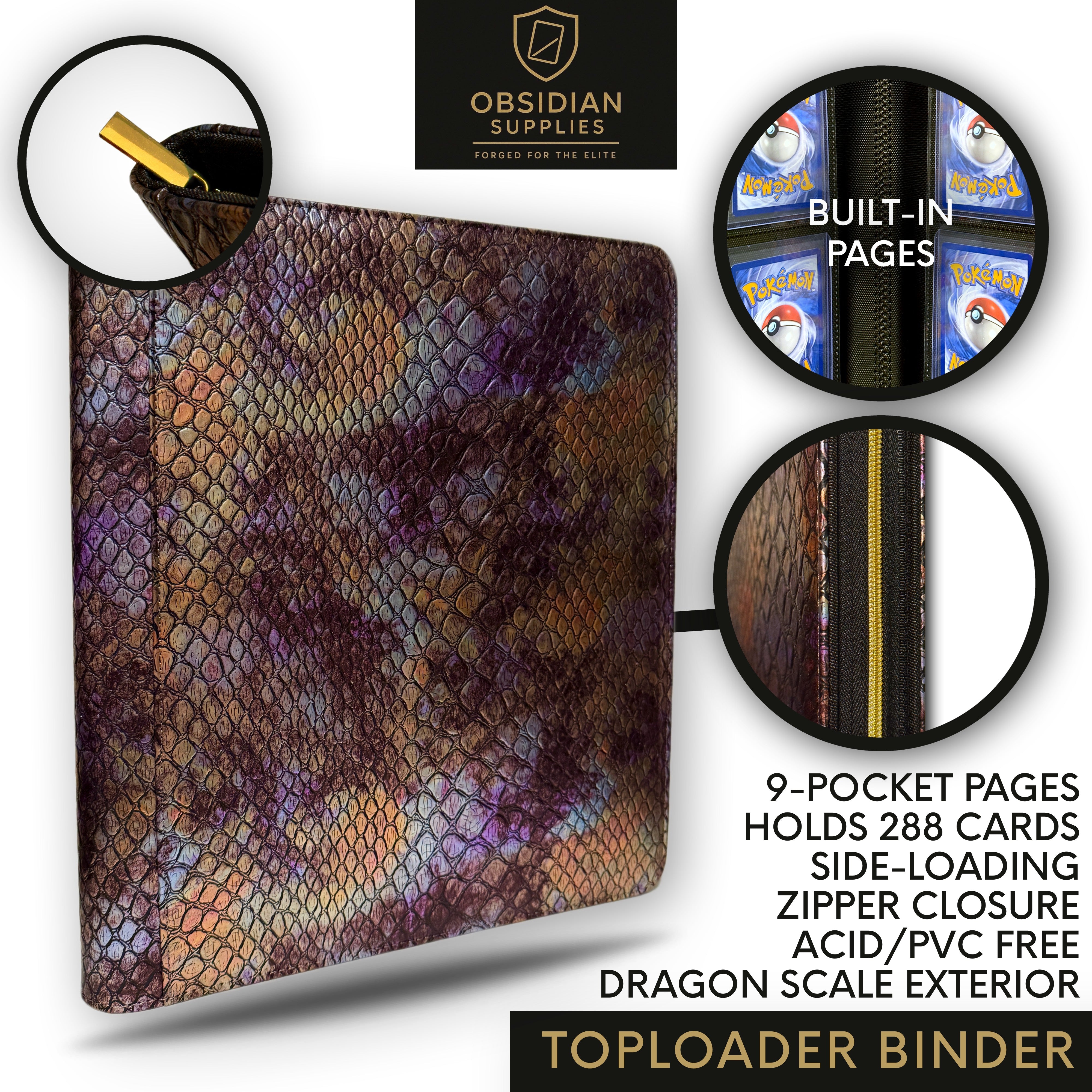 Obsidian Supplies – 9-Pocket Top Loader Binder | Dragon Scale Exterior