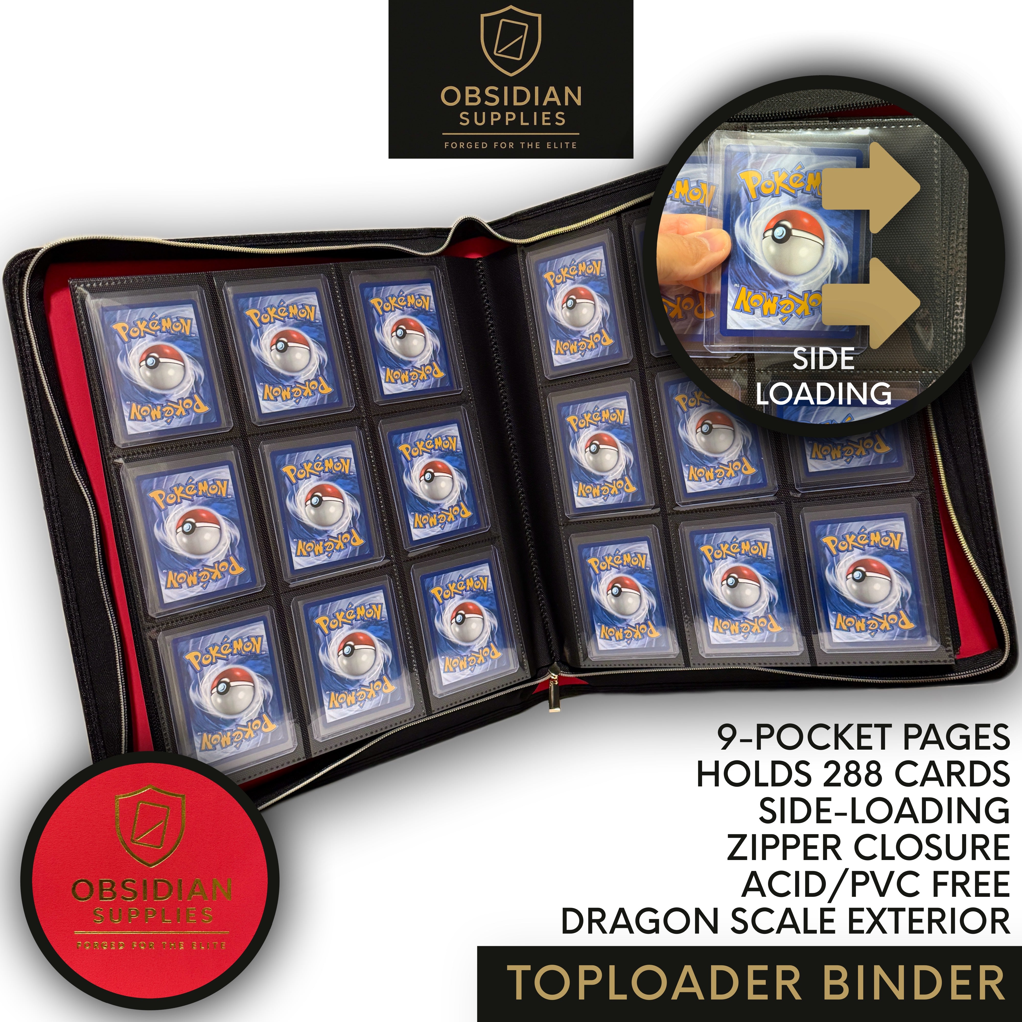 Obsidian Supplies – 9-Pocket Top Loader Binder | Dragon Scale Exterior