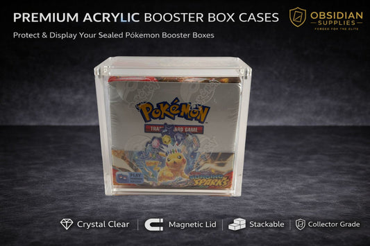 Premium Acrylic Booster Box Case for Pokémon | Magnetic Display Protector | Sealed Pokémon Storage | Obsidian Supplies